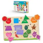 Little Berry Shapes & Colours Wooden Puzzle Tray - Knob and Peg Puzzle Multicolour - 12 Pegs