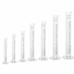GoLab Laboratory Plastic Measuring Cylinder Capacity-10ML,25ML,50M,100ML,250ML,500ML, 1000ML with graduation markings, Translucent & Pour-out, Reusable for school collage chemistry lab laboratory |(Set of-7)
