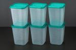 NOPEX Airtight Plastic Square Container Set for Kitchen Storage - 1100ml Containers | Unbreakable & Air-Tight Design | Container set (Pack of 6, C- Green)