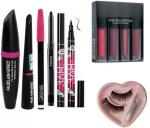 KA CAYLA Beauzy Eye and Lips Makeup 3in1 Mascara,Pen black eyeliner,Kajal, 4in1 Matte Lipsticks