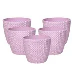 Harshdeep-Plant Pot for Living Room - Capri - Indoor Home Office Garden Tabletop Decorative Round Plastic Planter 5.5 Inch Set of 5