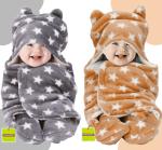 Pandaoriginals Star Brown, Grey Cotton Bath Towels for Baby Boys and Girls (30 x 35 inch) Pack of 2