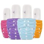 Mylo Essentials Cloth diapers for babies with 4 Free Insert, Oeko Tex Certified for 3Months to 3Years, Pack of 4 (Pink, Purple, Blue, Orange)