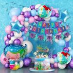 Orama Mermaid Theme Birthday Decorations Combo Set Foil Curtain, Balloons, Character Bunting For Girls Birthday Decoration Items Mermaid Party Decorations (Mermaid Combo - Pack of 48)