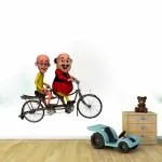 Decor Villa Bicycle Motu patlu Wall Sticker & Decal (PVC Vinyl,Size-