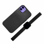 Tykee Black Leather Protective Power Adaptor Case Cover and Magnetic Loop Smart Watch Strap Band for iPhone 12 and Strap Compatible with iWatches