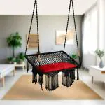 Curio Centre Black Premium Rectangular Double Seater Hanging Swing Chair 116 x 46 x 155 cm