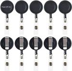 Shining Zon Round Shape Yo-Yo Retractable Key Ring for ID Card Holder (Black Pack Of 15)