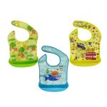 BabySafeHouse Multicolor, Waterproof Baby Silicon Bib with Detachable Food Catcher (6 Months to 2 Years) (Pack of 3)