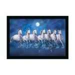 Dharvika Innovations Design 13 Synthetic Seven Horses Vastu Painting With Frame, 11 X 14 Inch