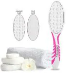 Majestique Foot File - Professional Pedicure foot scrapper with Handle for Callus, Dry, and Dead Skin Removal - Heel Scraper for Feet, Hands, and Body - Foot Filer for Use in Shower -Pink