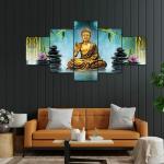 Perpetual Buddha Paintings | 3D Wall Painting for Decoration | Buddha Art Set of 5 (75 X 43 CM)