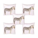 Home9ine Sequin Work Polyester Cushion Covers Zebra| Ivory and Gold | 40x40cm - Pack of 5