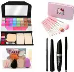 KA CAYLA Beauzy 6155 Eyeshadow Palette+7in1 Makeup Brushes + Sponges + Kajal + Mascara (5 Items in the set)