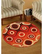 Status Red Nylon Interieur Floor Round Carpet Mats With Anti Skid Backing For Living Dining Room, Hall Restaurant And Bathroom - 30 x 30 inches