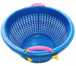 90 Degree Store Plastic Jali Tub with Holes for Drying Storage Kitchen Utensils Mesh Tub Colanders and Pick Up Handle 17 x 9 inch height, Round , Mix Colors, Pack of 1