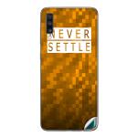GADGETSWRAP Printed Vinyl Skin Sticker for Samsung Galaxy A70 - Never Settle Orange Squares