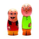 LISA Handcrafted & Multicolored Wooden Motu Patlu in Peg Doll || for Kids