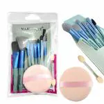 Majestique Makeup Brush Set with Powder Puff and Stick for Beginner Beauty Tools - Multicolor