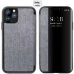 SOFTY Business Class FLIP Book CASE Cover for Apple iPhone 11PRO MAX/Front Half Clear Window for Apple iPhone 11 PRO MAX 6.5'' - GREY