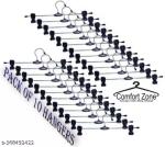 Comfort Zone Stainless Steel Hangers | Plastic Adjustable Non Slip Clips Steel Dress Pack of 10 Hangers For Dress (Black)