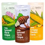 Flyberry Gourmet Assorted Chips Pack of 3(Okra,Taro,Corn)