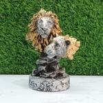 LETS CATCH UPP Resin Lion Face Statue | Modern Art Feng Shui Showpiece | Handcrafted Home Decor & Living Room Accent | Majestic Lion Figurine & Gift (8 Inch, 2 Faces)