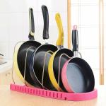 HRUNIQUE 4 Layers Kitchen Storage Holder Adjustable Steel and Plastic Frying Pan and Pot Rack