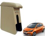 WolkomHome Car Arm Rest Wooden Armrest Beige Color with Cushion & Storage Box for Tiago 2019