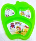 SNR 3PCS apple Shaped Lunch/Dinner Plates With Spoon & Fork - Plastic MULTLCOLOR