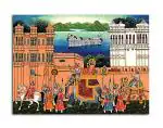 Tamatina Multicolor Rajasthani Royal Wedding In Udaipur Traditional Art Canvas Painting - 24X18 Inch
