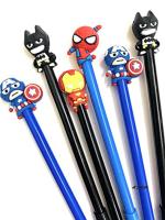 KIN A'Shop Plastic Blue Super Heroes-Avenger Batman Superman And Transformer Ink Gel Pens For Kids (Pack Of 6)
