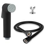 Thoisewelt Black Acrylonitrile Butadiene Styrene Faucet Tap Brushed Hand Spray Jet With Tube And Hook Set