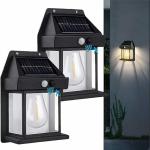 VMITRA Solar Wall Lights Outdoor, Wireless Dusk to Dawn Porch Lights Fixture Solar Wall Lantern with 3 Modes & Motion Sensor, Waterproof Lighting with Panel for Entryway