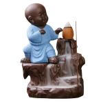 eCraftIndia Embossed Polyresin Karate Style Buddha with 10 Incense Cone and Holder ( 7 cm x 12 cm)