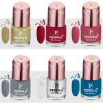 Perpaa Glitter Golden, Red, Glitter Pink, Ash Grey, Blue Dragon, Transparent Nail Polish (Pack Of 6)