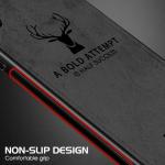 Rakulo Deer Pattern Cloth Texture Leather Finish Soft Fabric Case Hybrid Protective Case for Onelus Nord Ce 2 (Black)