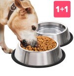 First Play (1+1) 100% Stainless Steel Bowl for Dogs,Cats & Any Pets.(Buy 1 Get 1 Free -750ml Each) I Dog/cat Feeding Bowl I Non-Skid Food/Water Bowl for Dogs/Pets I Non-Toxic & 100% Safe for Pets