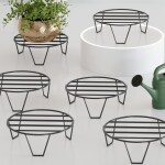 WonderStand Plant Stands (Set of 6) Plant Stand for Balcony Rust proof Flower Pot Stand Galvanized Metal with 7 Layer Coating (Round Black)