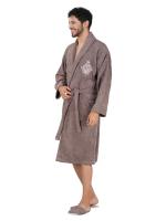 Rangoli Royal Bamboo Bathrobe for Men | Brown | Ultra-soft, Lightweight & Highly Absorbent Luxurious Bath Gown/Bath Robe for Men With Matching Slippers