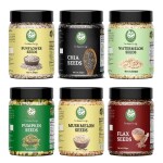 Go Vegan Combo Pack of Healthy Chia, Pumpkin, Muskmelon, Sunflower, Flax, Watermelon Seeds 250g Each