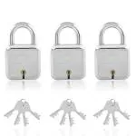 Godrej Locks Steel Square 6 Levers Padlock with 4 Keys (Pack of 3)