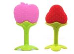Grest Silicone Fruit Shape 2 Piece Of Teething Soft Sensory Teether / Pacifier For Baby ( Strawberry & Apple )