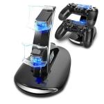 Microware Dual USB Charging Dock Station for PS4 Controller,Black