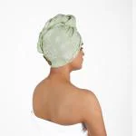 Doctor towels it's safe Musa - Banana Jacquard Floral Hair Towel Quick Dry Hair Towel 25 X 65 Cm Pack Of 1 (Pastel Green)