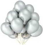 FANEX Solid Latex Silver Balloon (Pack of 30)