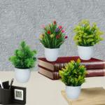 Modo-Artificial Plants trees flowers Artificial Bonsai Mini Table Top Plants for Home & Office Decor- Multicolor Bonsai Wild Artificial Plant with Pot (14.5 cm, Yellow, Multicolor)