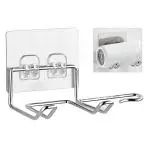Hasthip Silver Stainless Steel Hair Dryer Holder Wall Mount Stand Self Adhesive