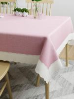CASA-NEST Rectangular Anti-Slip PVC Solid Plain White Lace (40x60 inch) 4 Seater Centre Table Cover pink