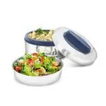 Dhara Stainless Steel Duplex Big PU Insulated Double Walled Food Tiffin Container 650ml Blue | Airtight & Leakproof SS Food Lunch Container | Spill Leak Break Free | Hot And Warm Kids Tiffin Container